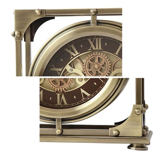 Gear Clock 角台GOLD 置き時計 アンティーク調 おしゃれ 男前