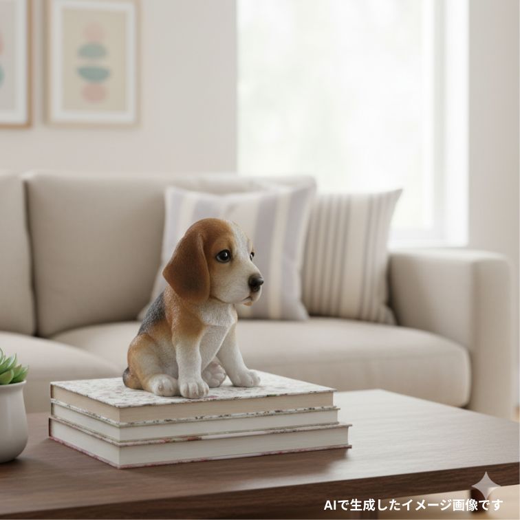 置物 犬の置物 ビーグル ペット グッズ 本物 リアル 子犬 庭 オブジェ