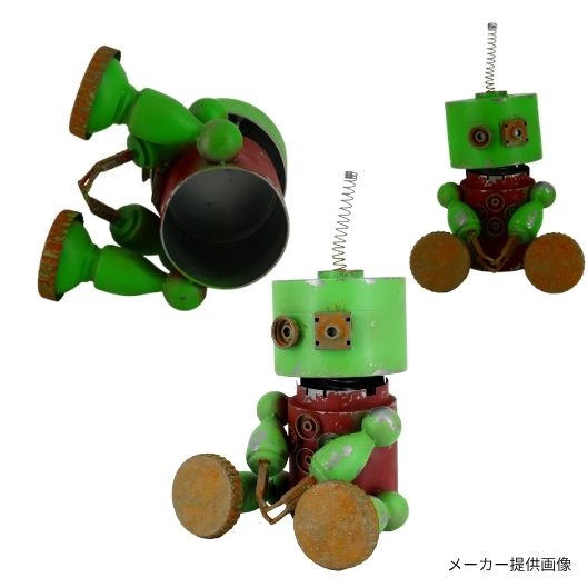 アンティーク調 ブリキ ロボット お座りポーズ GREEN/RED 46001