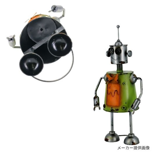 ブリキ ロボット 蝶ネクタイ 紳士風オブジェ SILVER GREEN 46005