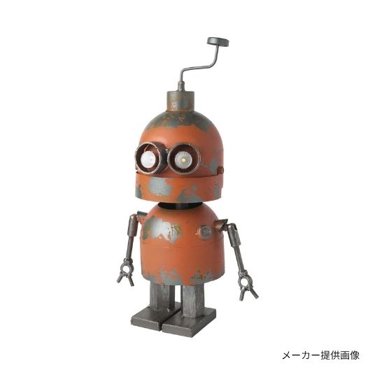 ソーラーライト付 ブリキ ロボット 腕可動式 ORANGE 46012 オブジェ