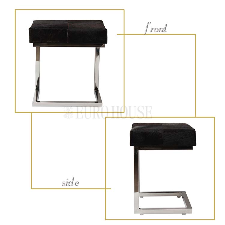 スツール リアルファースツール ダークブラウン W40 D33 Calf Stool