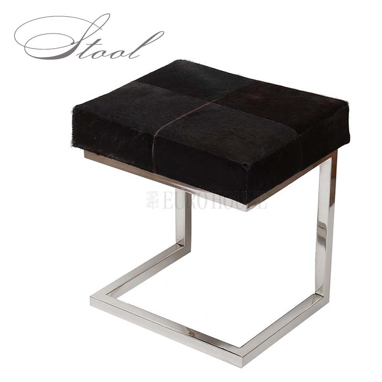 スツール リアルファースツール ダークブラウン W40 D33 Calf Stool