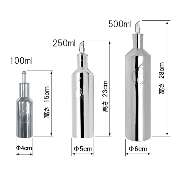 オリパック OLIPAC 18-10ステンレス オリーブオイルボトル 100ml