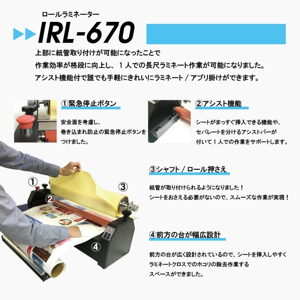 コールド専用 ロールラミネーター IRL-670 ユーロポートオリジナル