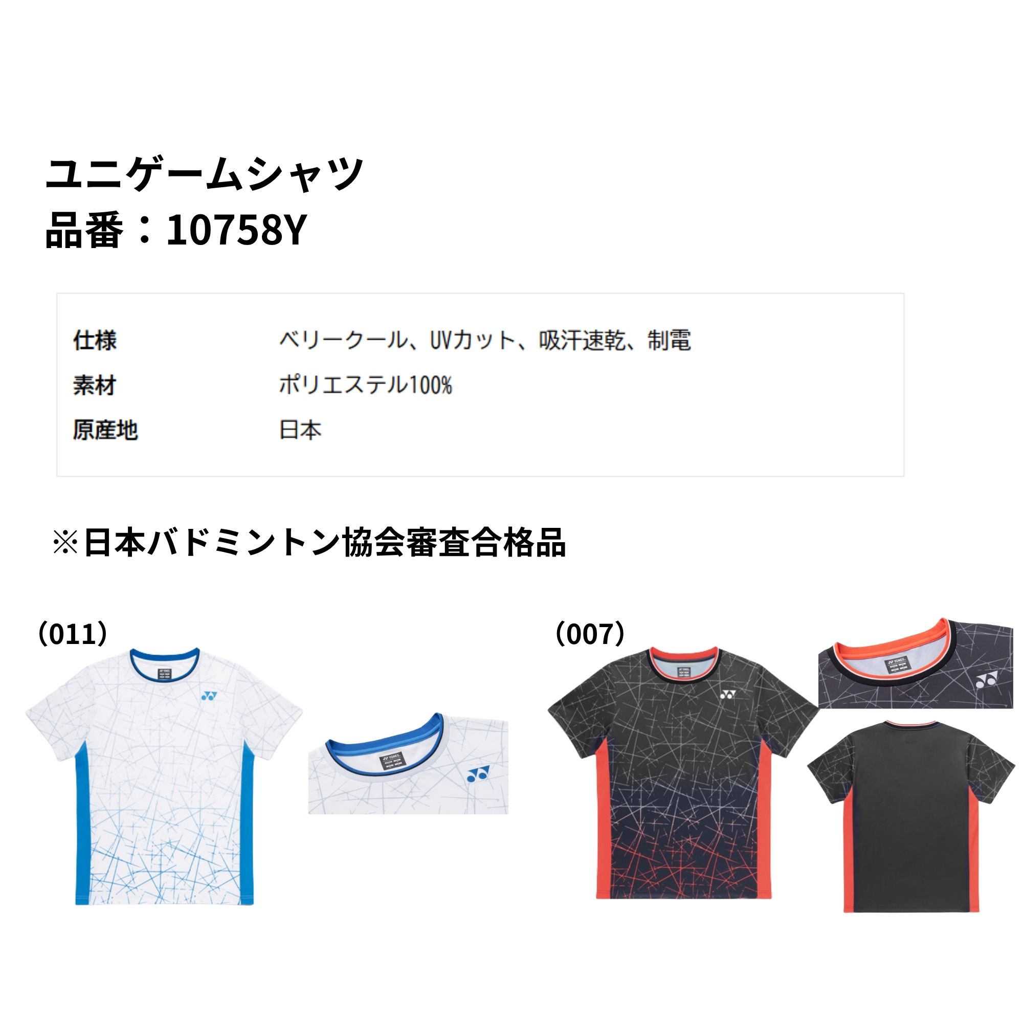 最短出荷】ヨネックス YONEX ウエア ウェア ユニゲームシャツ