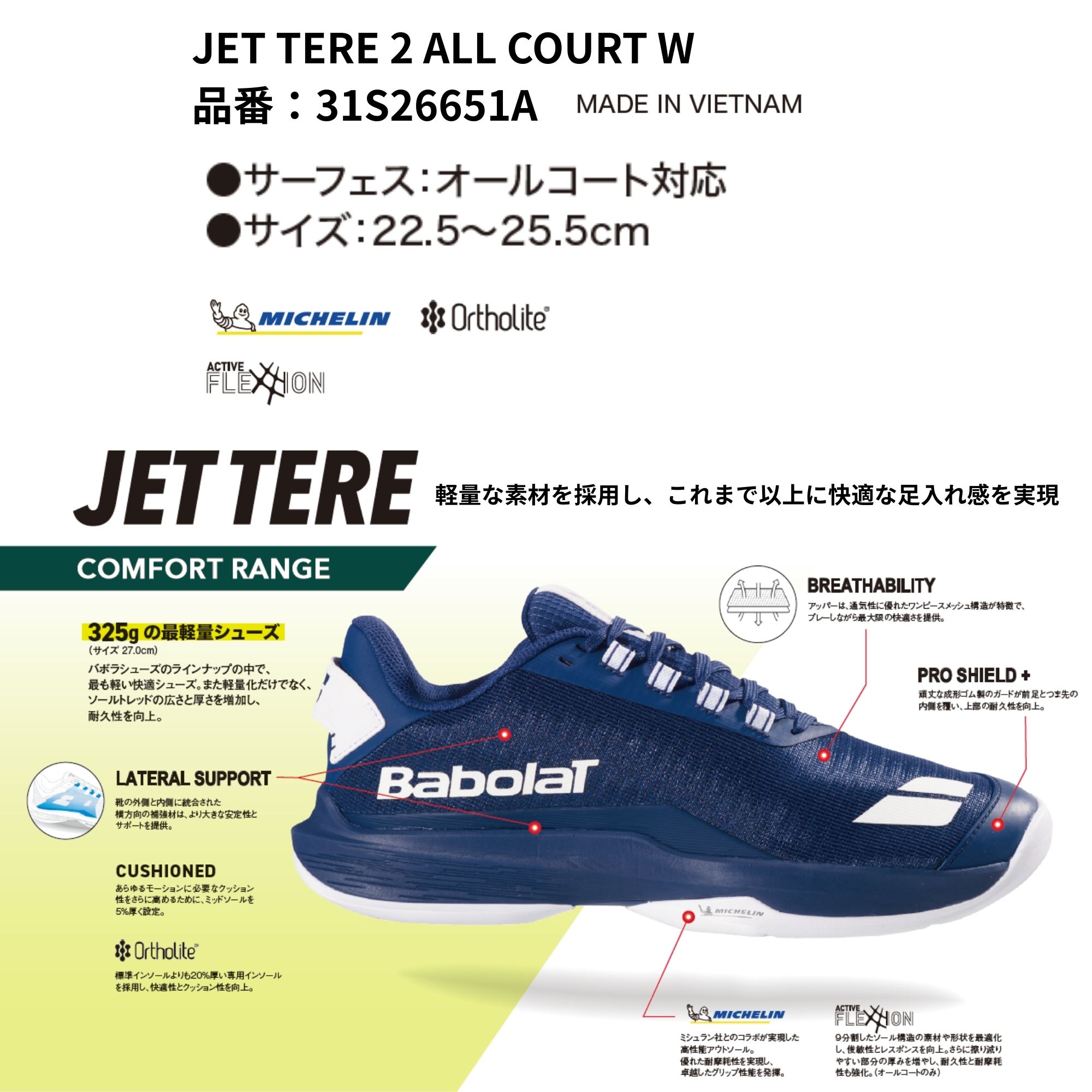 バボラ BABOLAT テニスシューズ オールコート用 JET TERE 2 AC W