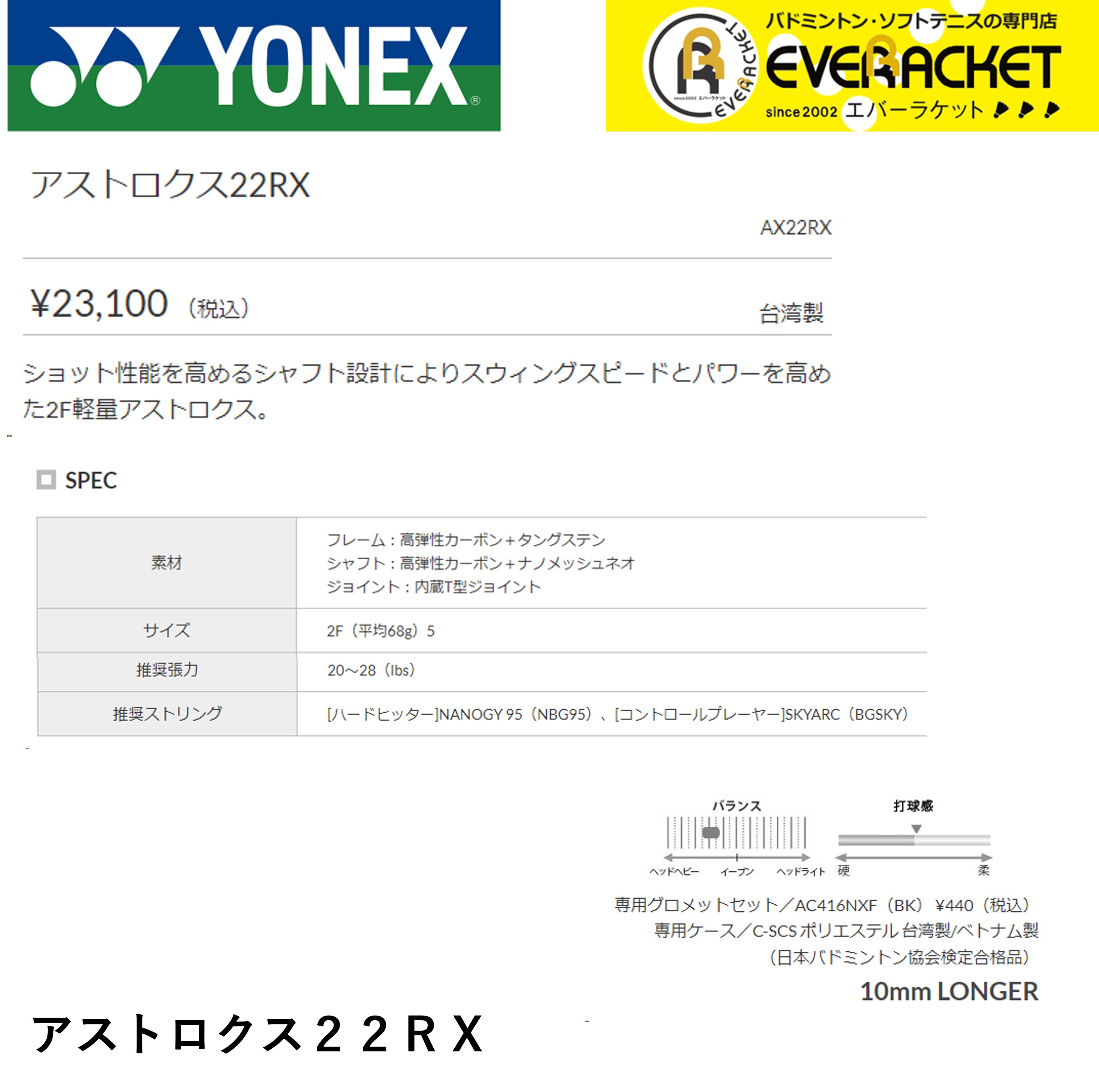 最短出荷】【ガット代・張り代無料】ヨネックス YONEX バドミントン