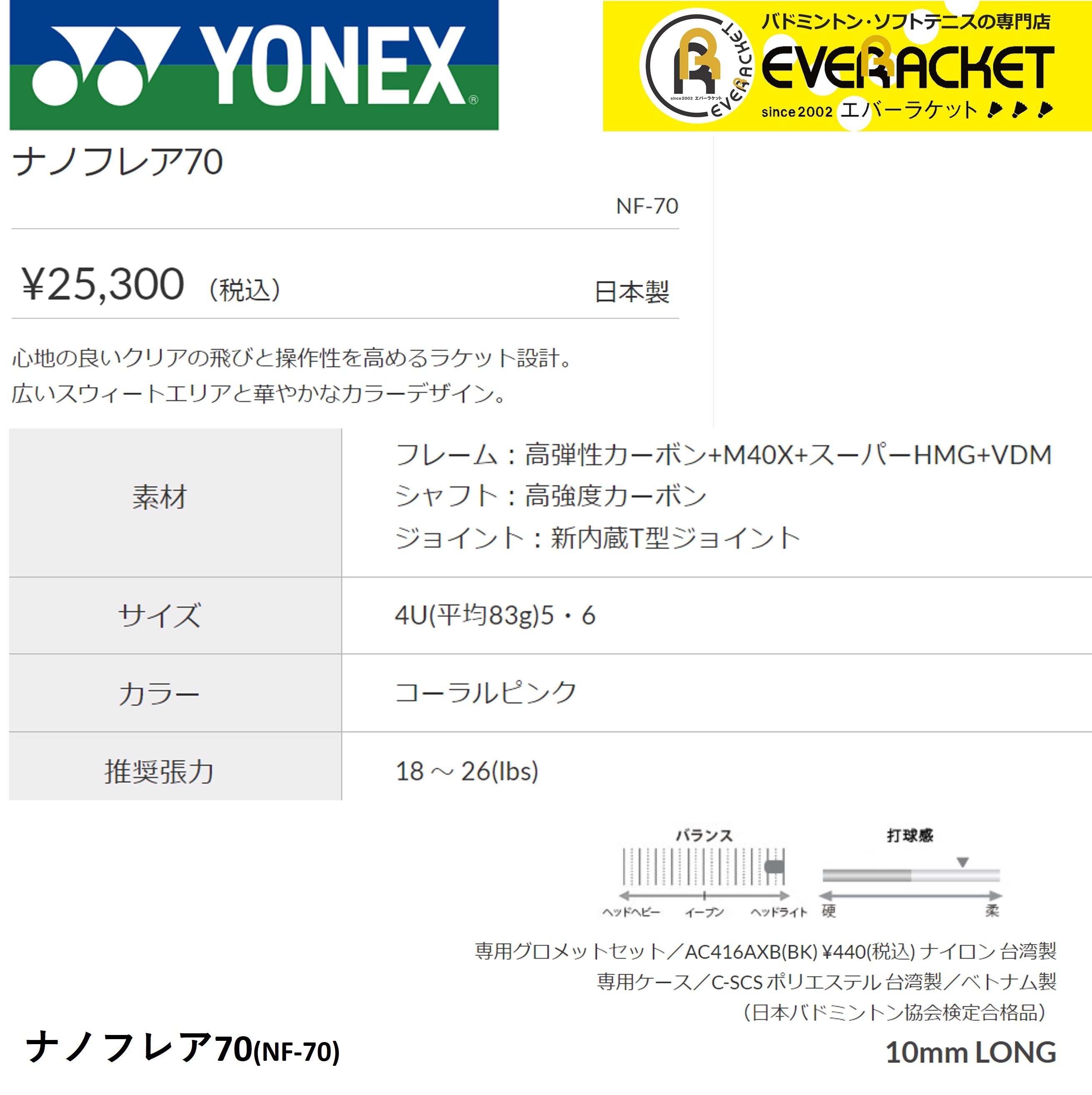 買取格安 【最短出荷】【ガット代・張り代無料】YONEX ヨネックス