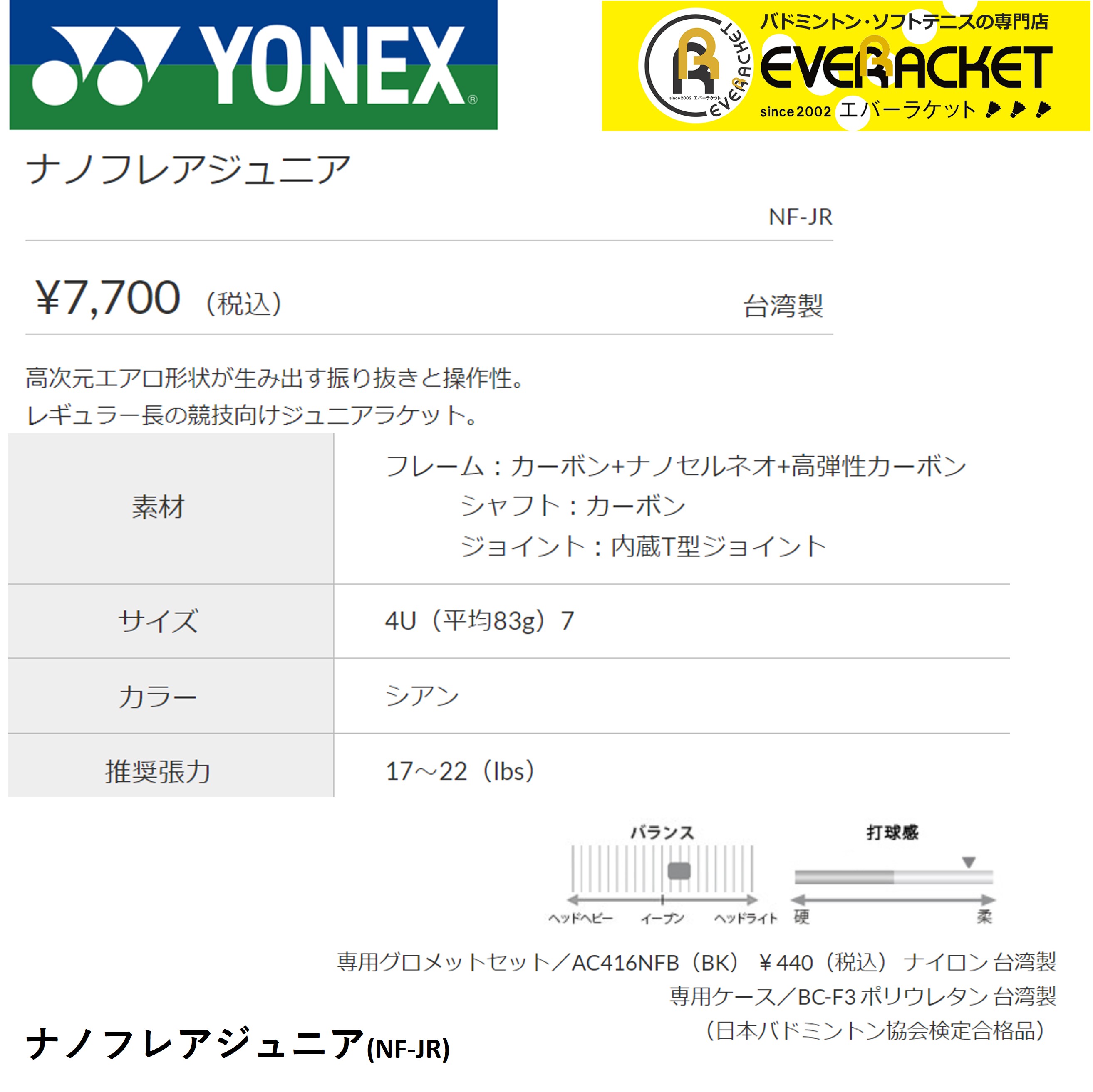 フレームのみ】ヨネックス YONEX バドミントンラケット ナノフレア