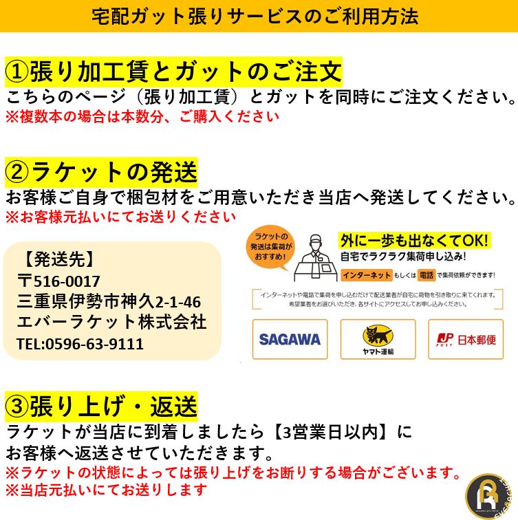 【全国対応】郵送バドミントンガット張りサービス（5本分） gat_harikae_01r2.jpg