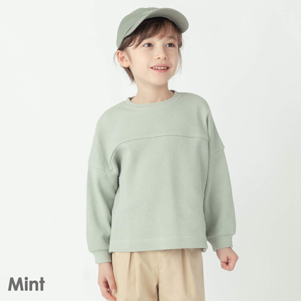 tシャツ 子供服 ワッフル 長袖 女の子 ロンt キッズ 長袖Ｔシャツ 160 150 140 130 120 110 100 90 80 ロンティー  綿 春夏｜evercloset｜04