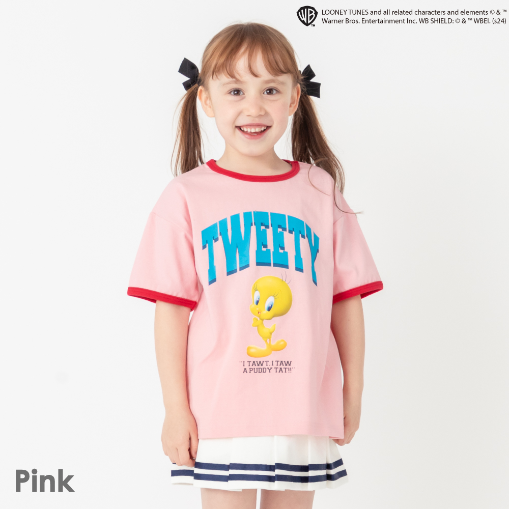 子供服 Tシャツ 半袖 ルーニー・テューンズ リンガーT キッズ ベビー 子供 キッズ服 女の子 男の子 Tシャツ ティーシャツ 半袖Tシャツ  ルーニー 24SS