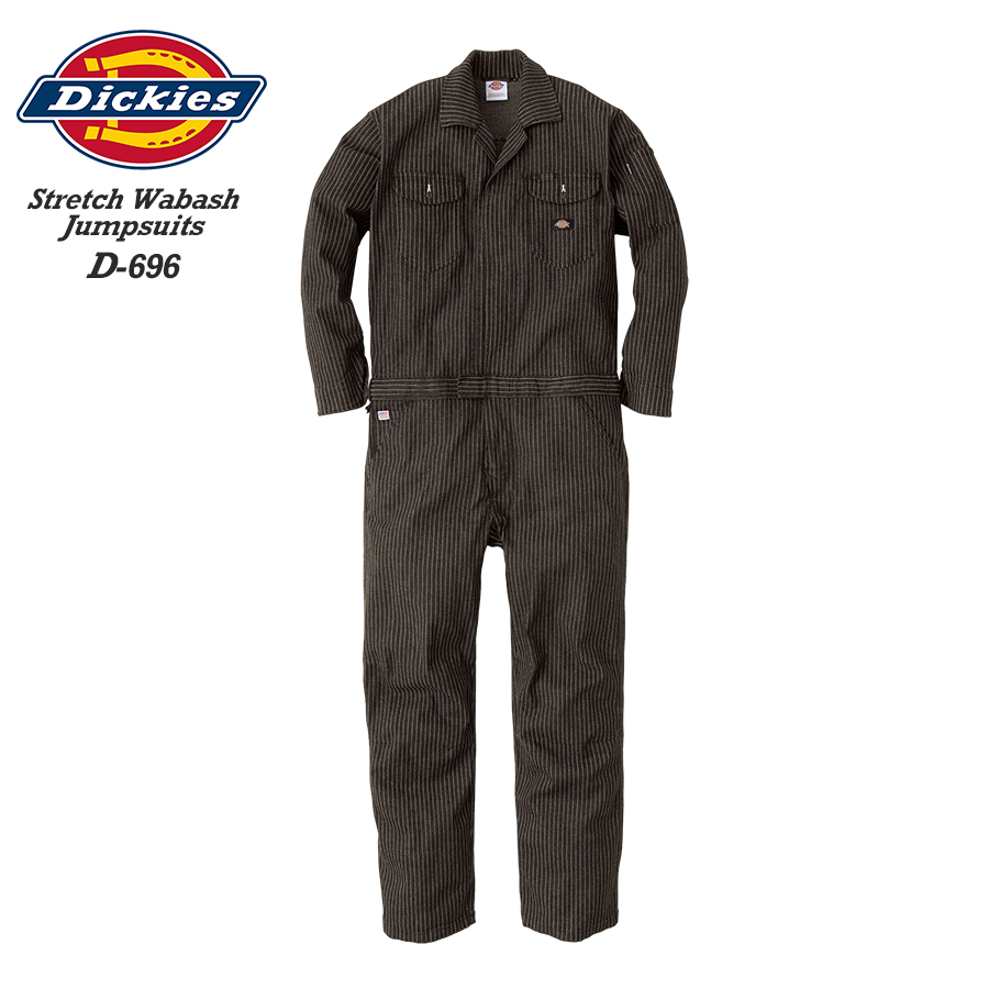 つなぎ 作業服 長袖 ディッキーズ つなぎ服 作業着 ストレッチ ストライプ Dickies ストレッチウォバッシュツナギ D-696 SS〜5L｜everest-work｜03