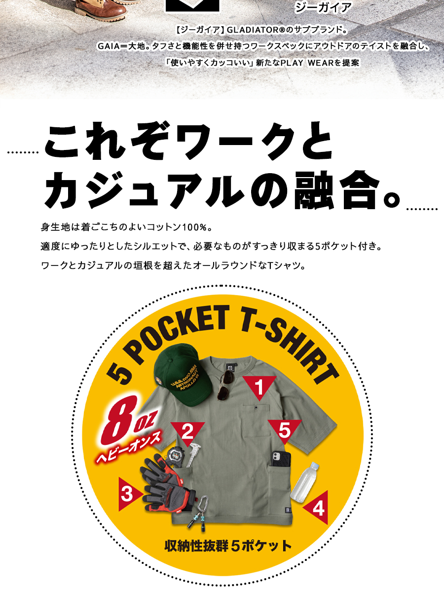 作業服 Tシャツ 半袖 長め ラグラン 綿100% ポケット 丸首 白 紺 黒 無地 ポケット付き 収納 クルーネック 作業着 CO-COS コーコス信岡 G-947 SS〜LL｜everest-work｜15