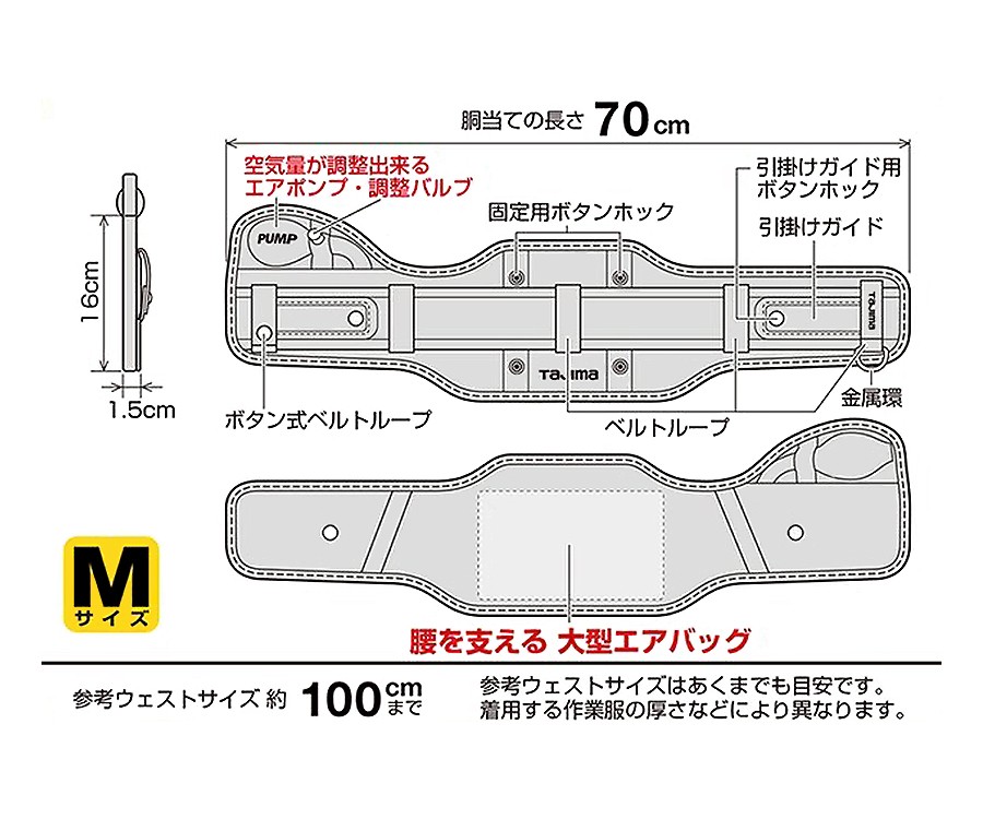 胴当てベルト 空圧 エアクッション ポンプ式 エアー SEG リベット