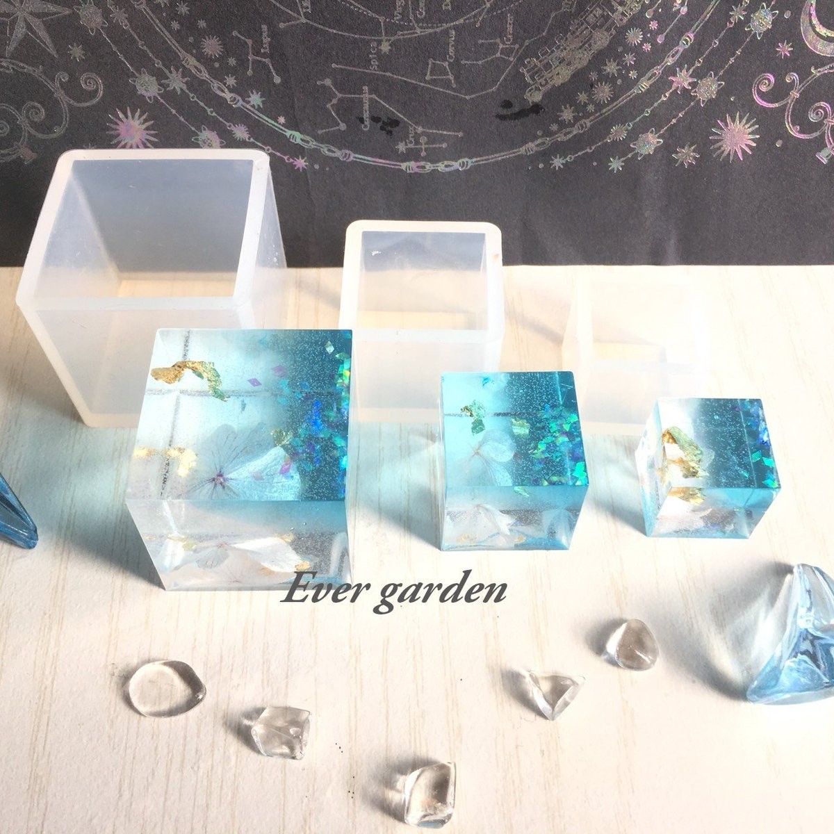 正方形 3個セット レジン シリコンモールド ネックレス アクセサリー