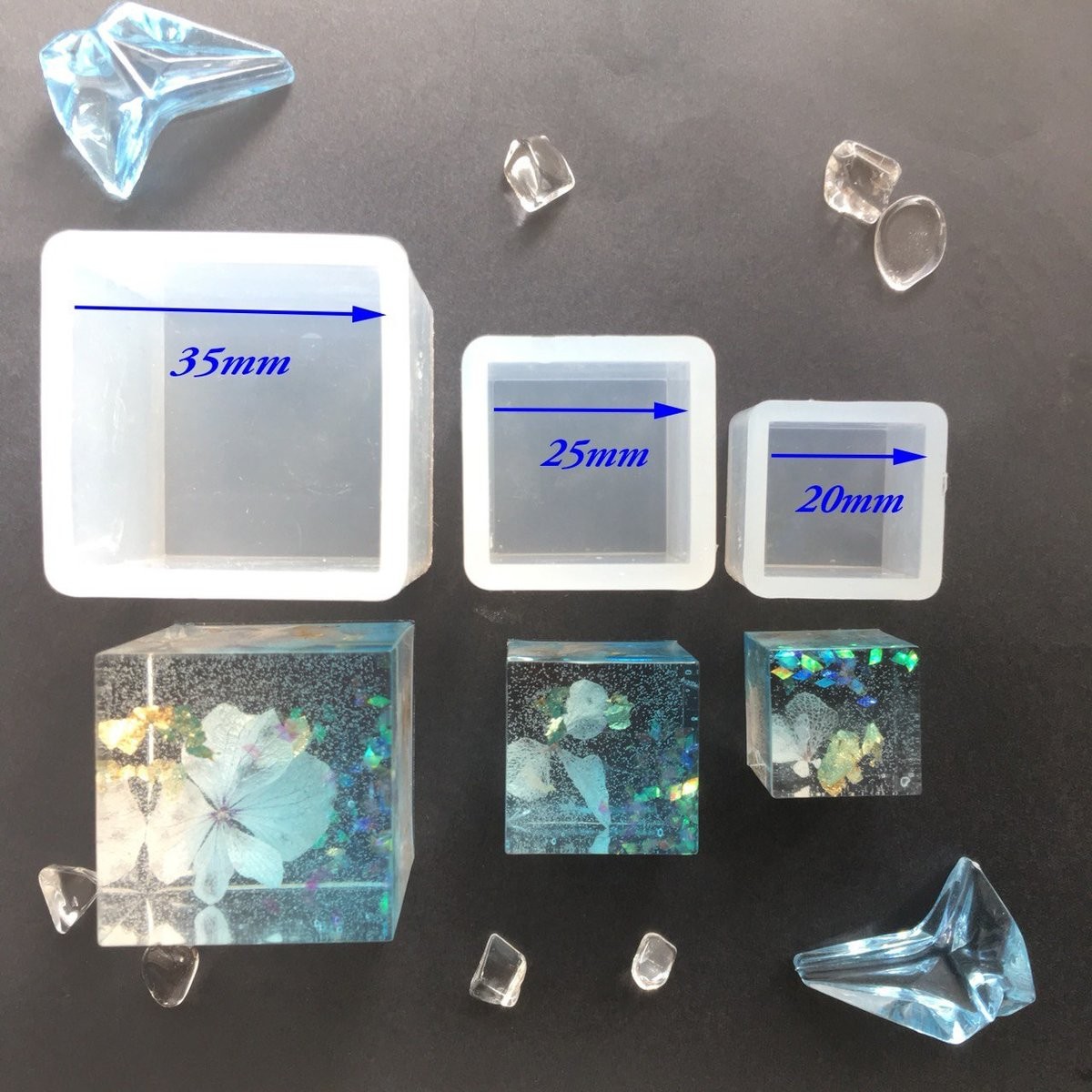 レジンキャスト　３個セット 正方形 3個セット レジン シリコンモールド ネックレス アクセサリー