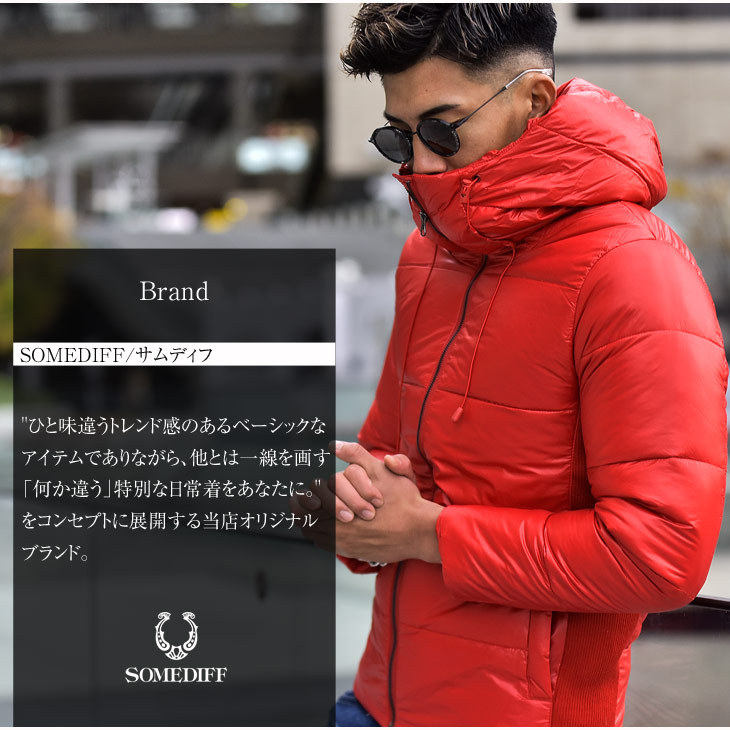 中綿ジャケット メンズ ダウンジャケット ブランド 中綿 メーカー公式 ダウン ジャケット アウター 黒 お洒落 冬物 レッド 冬服 ビジネス 暖かい おしゃれ ちょいワル 防寒