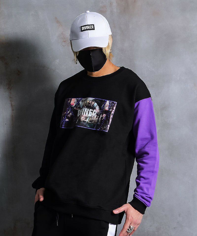 公式】 トレーナー プルオーバー メンズ スウェット トップス ストリート 黒 ブラック 長袖 韓国 韓流 ストリート DIVINER ディバイナー :63396:joker by EverGreen 通販 CavariA 切替 スウェット トレーナー アメカジ サーフ 韓国