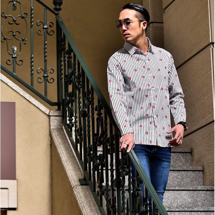 シャツ メンズ 長袖 カジュアル 長袖シャツ カジュアルシャツ スリム ストライプシャツ 柄 柄シャツ ストライプ柄 キスマーク リップ 黒シャツ Joker By Evergreen 通販 Yahoo ショッピング シャツ メンズ 長袖 カジュアル 長袖シャツ カジュアルシャツ スリム ストライプシャツ 柄 柄シャツ ストライプ柄 キスマーク リップ 黒シャツ Joker By Evergreen 通販 Yahoo ショッピング