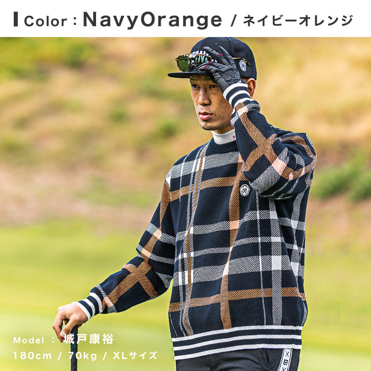 【DIVINER GOLF】ゴルフウェア メンズ セーター メンズ ニット メンズ ゴルフ ニットセーター チェック柄 ウェア 長袖 春 春服 春物  春夏 お兄系 オラオラ系