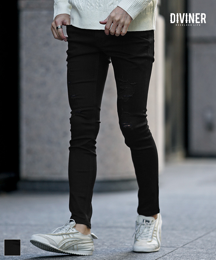 DIVINER（ディバイナー） スキニー パンツ ダメージ クラッシュ 細身