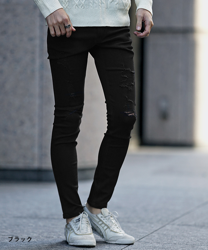 DIVINER（ディバイナー） スキニー パンツ ダメージ クラッシュ 細身