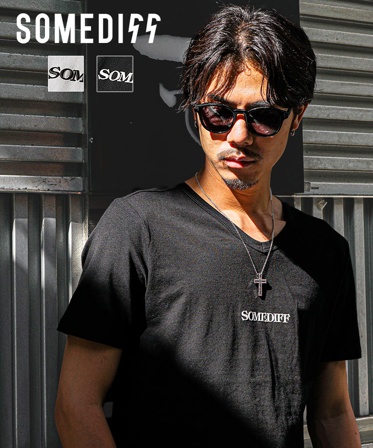 SOMEDIFF（サムディフ） Vネック Tシャツ メンズ 半袖 半袖Tシャツ
