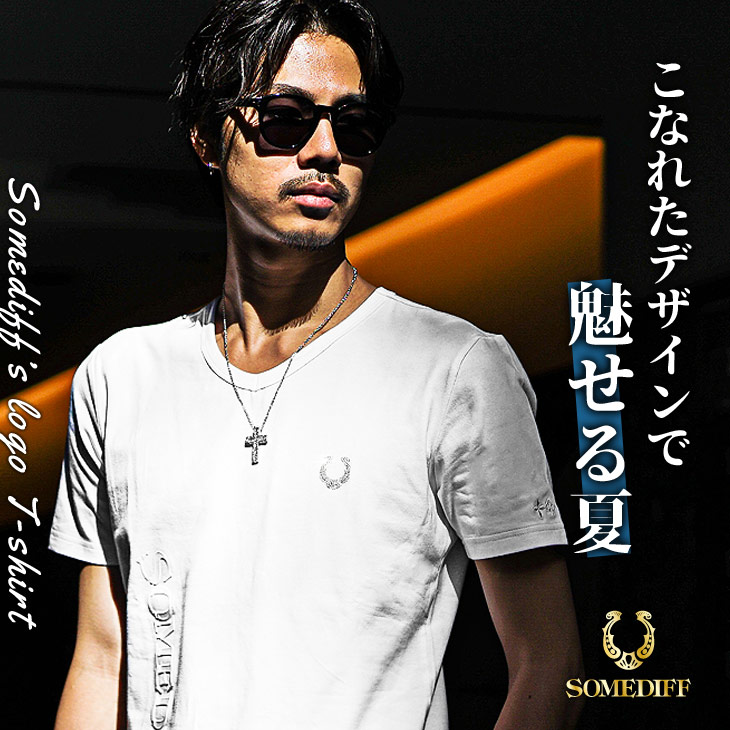 SOMEDIFF Vネック Tシャツ メンズ 半袖 半袖Tシャツ ブランド