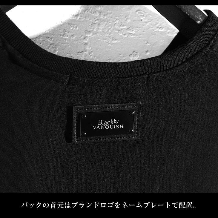 3枚セット   ブラック Vネック半袖ロゴTシャツ BLACK by VANQUISH Vネック Tシャツ メンズ ブランド 半袖 黒T