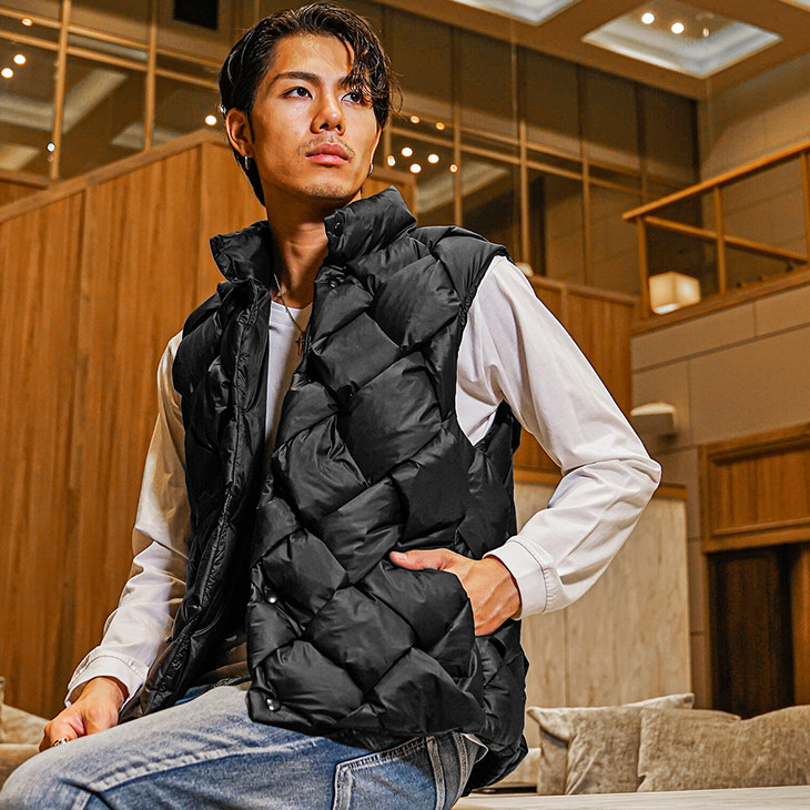 セール】ビッグサイズ中綿ベスト / フェイクダウンベスト