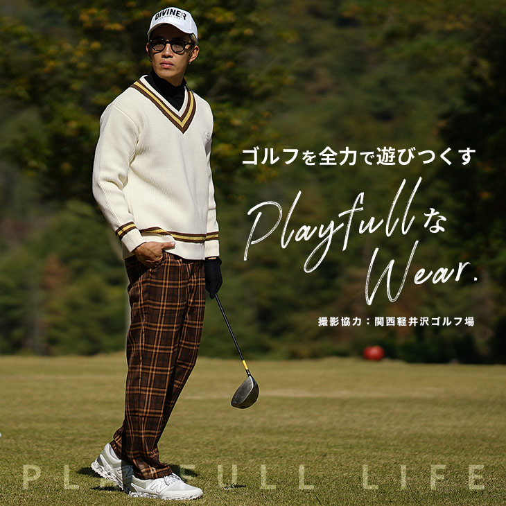 pfclub　トップス　セーター　ゴルフ　ゴルフウェア DIVINER GOLF 【DIVINER GOLF】ゴルフウェア メンズ ニット V