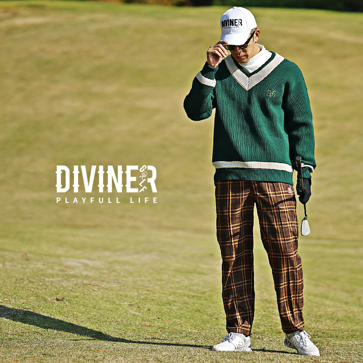 DIVINER GOLF】ゴルフウェア メンズ ニット Vネック セーター メンズ