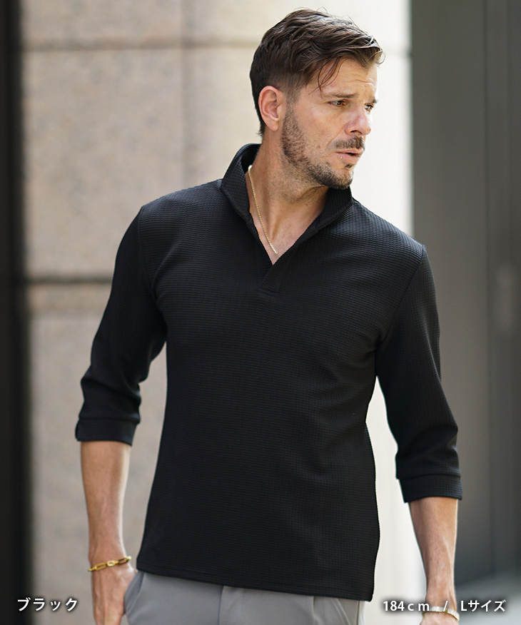 joker 7分袖 ポロシャツ メンズ イタリアンカラー シャツ イタリアン