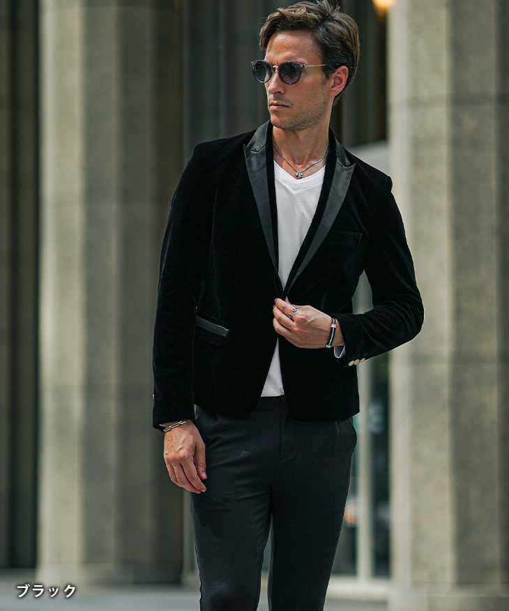 VERSACE ヴェルサーヘリンボーン　テーラード　ジャケット　ベロア切替　50 Versace ヘリンボーン テーラードジャケット VERSACE ヴェルサー