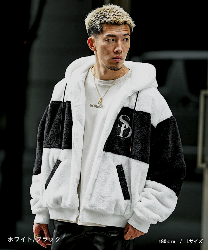 SOMEDIFF アウター メンズ ブランド ファー ブルゾン 秋冬 ボア
