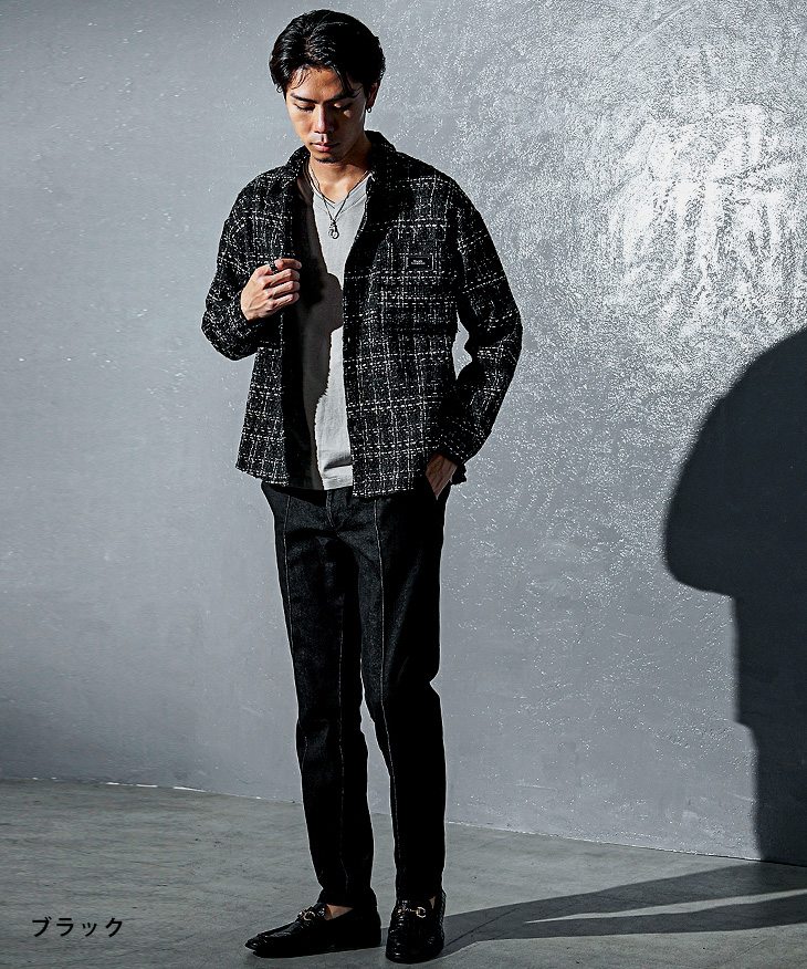 BLACK by VANQUISH（ブラックバイバンキッシュ） ツイードシャツ