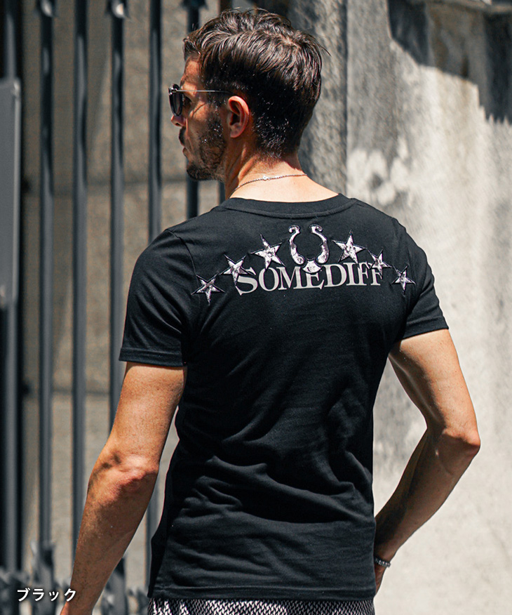 SOMEDIFF Tシャツ メンズ 半袖 デザインTシャツ プリントTシャツ