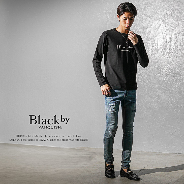 BLACK by VANQUISH クルーネック Tシャツ メンズ ブランド 長袖