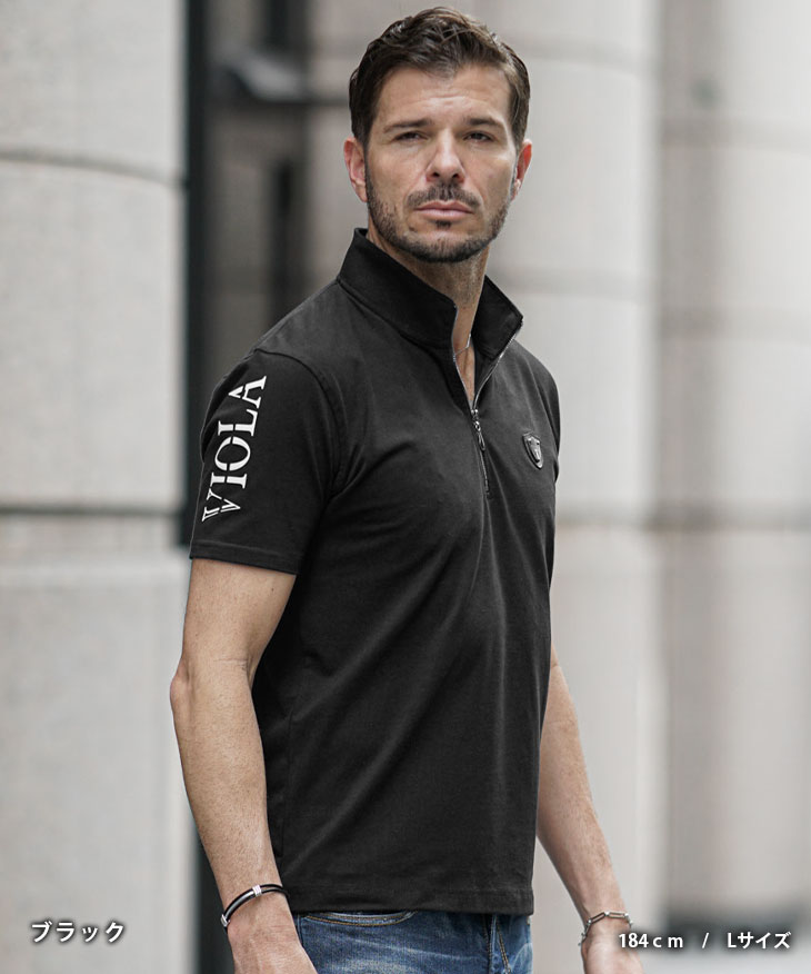 キャラウェイ ブラック/ホワイトストライプ ポロシャツ メンズシャツ