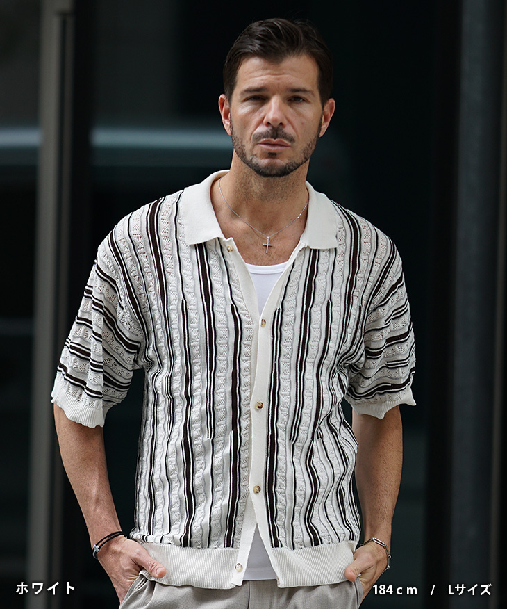 joker（ジョーカー） サマーニット メンズ シャツ 半袖 カーディガン