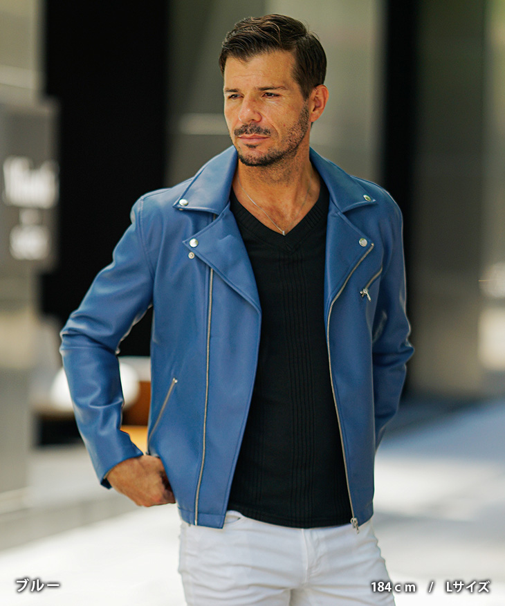 joker ダブル ライダースジャケット メンズ レザージャケット フェイク