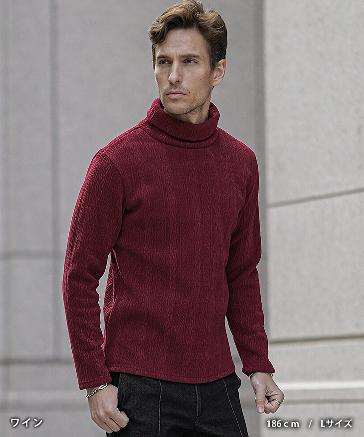 LE タートルネックニット ワイン 3 LE / エルイー】 16G TURTLENECK：タートルネックニット（ニット