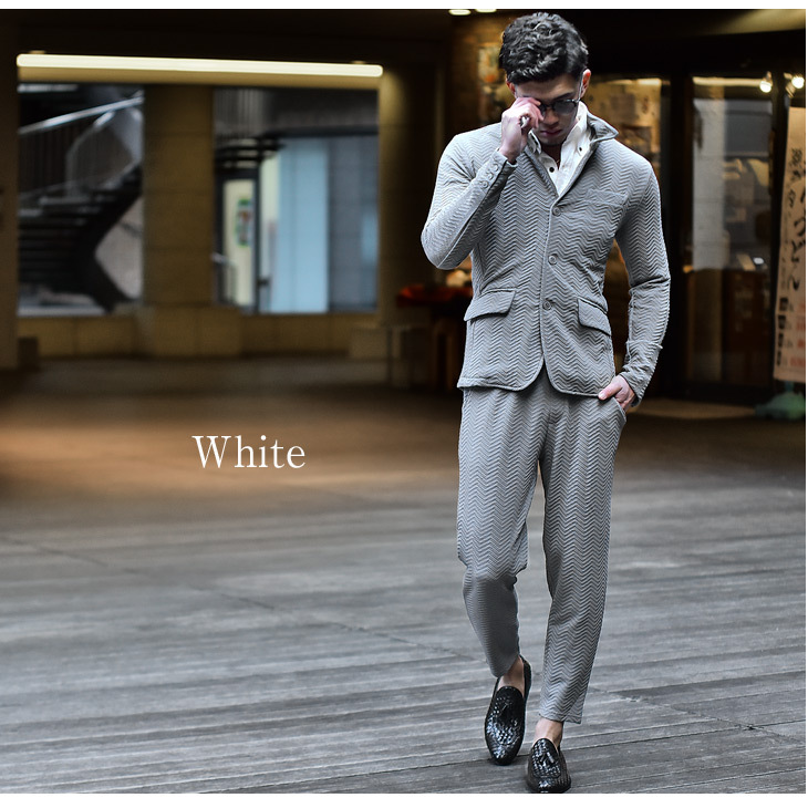 アウトレット セットアップ メンズ ブランド スーツ カジュアルスーツ フォーマル ビジネス 上下セット グレー 黒 ブラック 白 ホワイト 大きいサイズ Ll Xl 春 春服 春物 再販ご予約限定送料無料