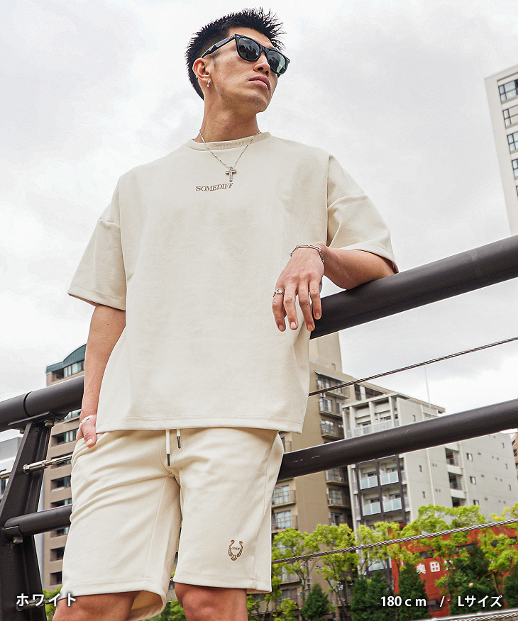 SOMEDIFF セットアップ メンズ ハーフパンツ オーバーサイズ T