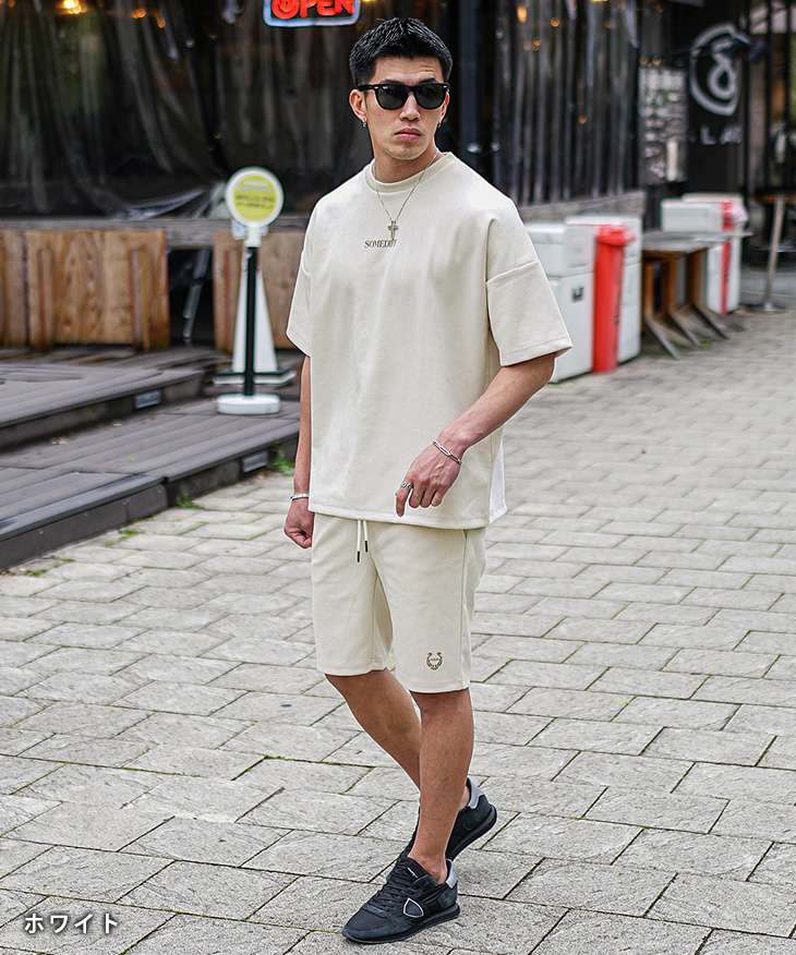 SOMEDIFF セットアップ メンズ ハーフパンツ オーバーサイズ T