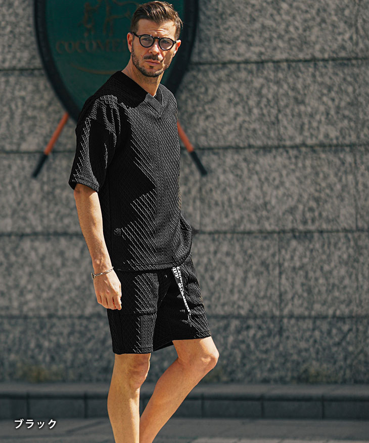 SOMEDIFF セットアップ メンズ 上下セット ハーフパンツ Tシャツ