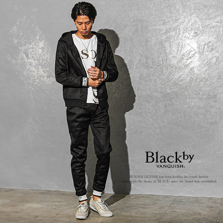 RUSSELL　ジャケット＆パンツセット Mサイズ BLACK by VANQUISH セットアップ メンズ 秋 フルジップパーカー