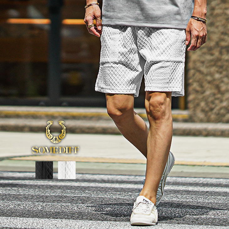 超美品　SLDO エスルド　ハーフパンツ　ショートパンツ　ホワイト　ストレッチ SOMEDIFF（サムディフ） ハーフパンツ メンズ ショートパンツ 短パン